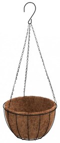 4 db fekete acél függő növénytartó kókusz béléssel Ø 30 x 52 cm