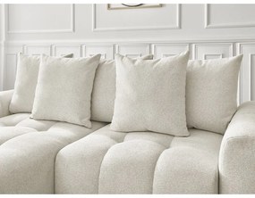 Fehér zsenília kinyitható-tárolóhelyes sarokkanapé (bal oldali-heverő résszel) Roxelane – Bobochic Paris