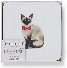 Curious Cats 4 db-os kék poháralátét szett - Cooksmart ®