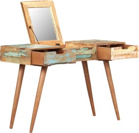 vidaXL tömör újrahasznosított fa fésülködőasztal tükörrel 112x45x76 cm