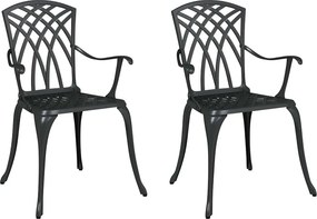 vidaXL Kerti Szék 2 pcs Fekete 53 x 51 x 88,5cm Alumínium