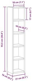 2 db antik fa színű szerelt fa CD-tartó szekrény 21x16x93,5 cm