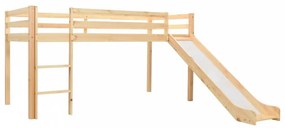 Fenyőfa gyermek galériaágy-keret csúszdával/létrával 97x208 cm