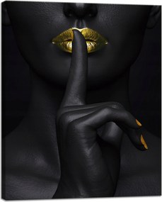 Vászonkép Fekete Nő Csend Arany Száj 40x50 cm