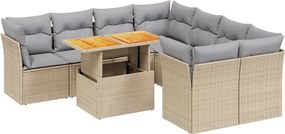 vidaXL 9 részes bézs polyrattan kerti ülőgarnitúra párnákkal