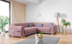 Rózsaszín kinyitható-tárolóhelyes sarokkanapé (jobb oldali-L alakú) Classy Sophie – Miuform