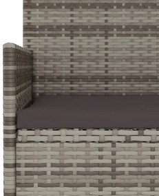 3 személyes szürke polyrattan kerti kanapé párnával