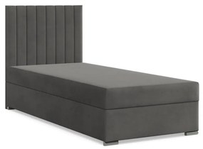Agen egyszemélyes ágy, bársony, ágyneműtartóval, sötétszürke