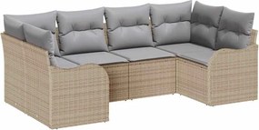 vidaXL Kerti Kanapé Szett párnával 6 pcs Bézs Poli rattan