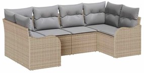 vidaXL Kerti Kanapé Szett párnával 6 pcs Bézs Poli rattan