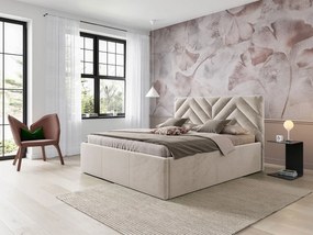 Franciaágy 180 cm Mengalora (bézs) (ágyráccsal) (tárolóhellyel). 1104385