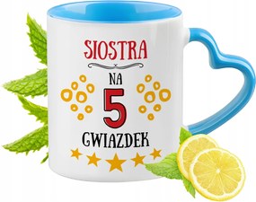 Nővérnek Kék Bögre Szív Alakú Füllel Kávé Ajándék