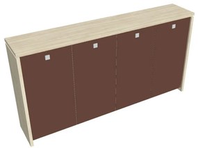 Verno közepes gardrób 248 x 46 x 130 cm, üvegajtó, akác / barna