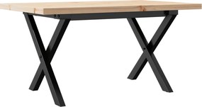 vidaXL tömör fenyőfa és acél X-vázú dohányzóasztal 80x50x40,5 cm