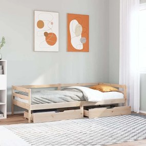 tömör fenyőfa kanapéágy fiókokkal 80 x 200 cm