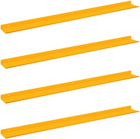 vidaXL Lebegő polc 4 pcs Mustár sárga 100 x 9 x 2,5 cm Acél