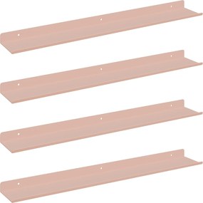 vidaXL Lebegő polc 4 pcs Rózsaszín 60 x 9 x 2,5 cm Acél