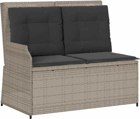vidaXL világosszürke polyrattan dönthető kerti pad párnával