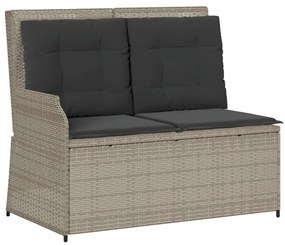 vidaXL világosszürke polyrattan dönthető kerti pad párnával