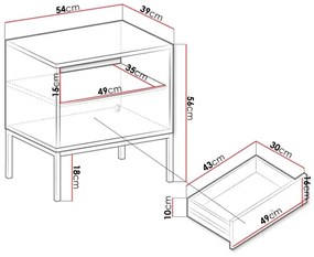 Éjjeliszekrény MONO 56x54 cm bézs/fekete