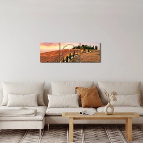 Kép - Ház a dombon, Toszkána, Olaszország (órával) (90x30 cm)