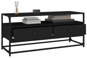 fekete szerelt fa TV-szekrény 100 x 35 x 45 cm