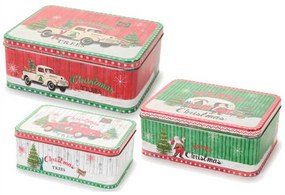 Karácsonyi nagy fémdoboz szett 3 db-os autós mikulás