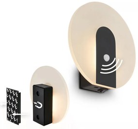 Briloner 3889015 - TARO tölthető LED fali lámpa érzékelővel, 2,5 W/5 V, 1800 mAh, fekete