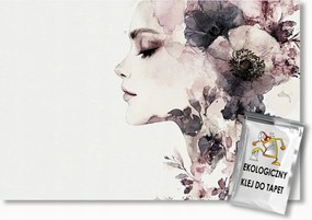 Fotótapéta Flizelina Figura Portré Arc Nő Virágok 250x175 ragasztó