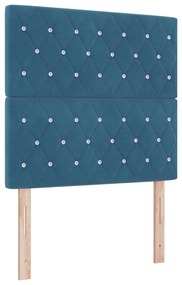 Boxspring Ágy Mattal Sötétkék 90x200 cm Bársonyos