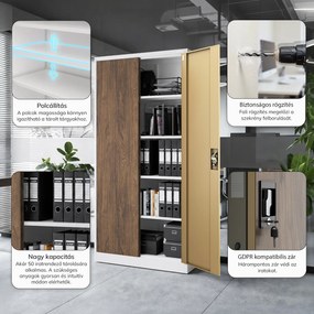 Irodai iratszekrény fehér / dió: Eco Design JAN 900 x 1850 x 400 mm