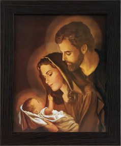 Vászonkép 30x25 Szent Család Jézus Krisztus József Mária Keret Wenge