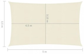 krémszínű HDPE napvitorla 160 g/m² 3,5 x 5 m