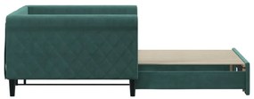 sötétzöld kihúzható bársony heverő 100 x 200 cm