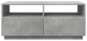 betonszürke dohányzóasztal LED-lámpákkal 90x49x40 cm