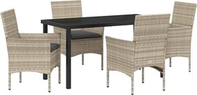 vidaXL Kert étkező szett párnával 5 pcs Világosszürke polirattan