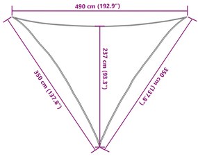tópszínű HDPE napvitorla 160 g/m² 3,5 x 3,5 x 4,9 m