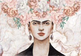 Fotótapéta Frida Kahlo Bazsarózsa Pasztell Virágok Art 300x210 +ragasztó