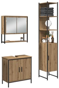 3 Részes Fürdőszoba Bútor Készlet Artisan Tölgyműanyag