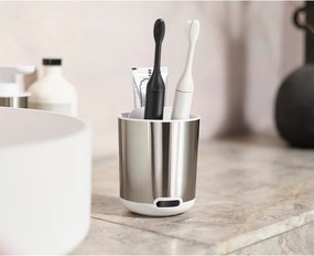 Ezüstszínű rozsdamentes acél fogkefetartó pohár Duo Steel – Joseph Joseph