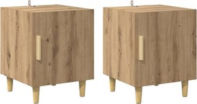 vidaXL Éjjeliszekrény 2 pcs Artisan tölgy 40 x 40 x 50 cm Faanyag