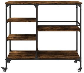 füstös tölgy színű szerelt fa zsúrkocsi 100 x 45 x 89,5 cm
