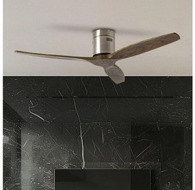 ZEVENTI - SPELLO mennyezeti ventilátor, Wi-Fi Tuya, króm/tölgy + távirányító