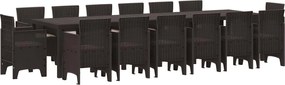 vidaXL Kert étkező szett 15 pcs Barna Polt rattan
