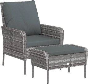 vidaXL szürke polyrattan kerti szék lábtartóval