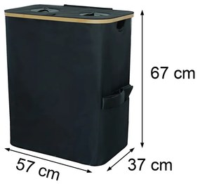 Szelektív palackgyűjtő két rekeszes 140l fekete