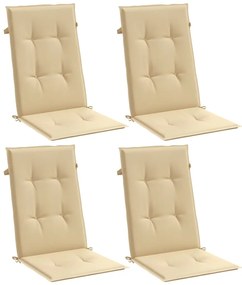 4 db melange bézs szövet magas háttámlájú székpárna 120x50x4 cm