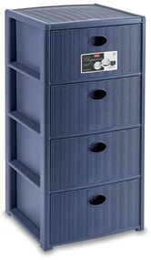 STEFANPLAST Műanyag tároló polc Elegance, 4 fiókos, kék