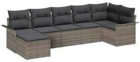 vidaXL Kerti Kanapé Szett párnával 7 pcs Szürke polirattan