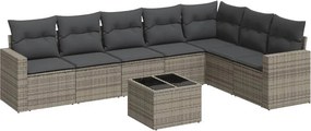 vidaXL 8 részes szürke polyrattan kerti ülőgarnitúra párnákkal